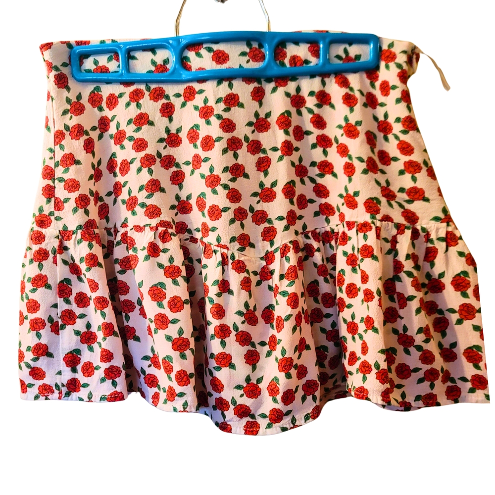 Floral Red and White Skirt